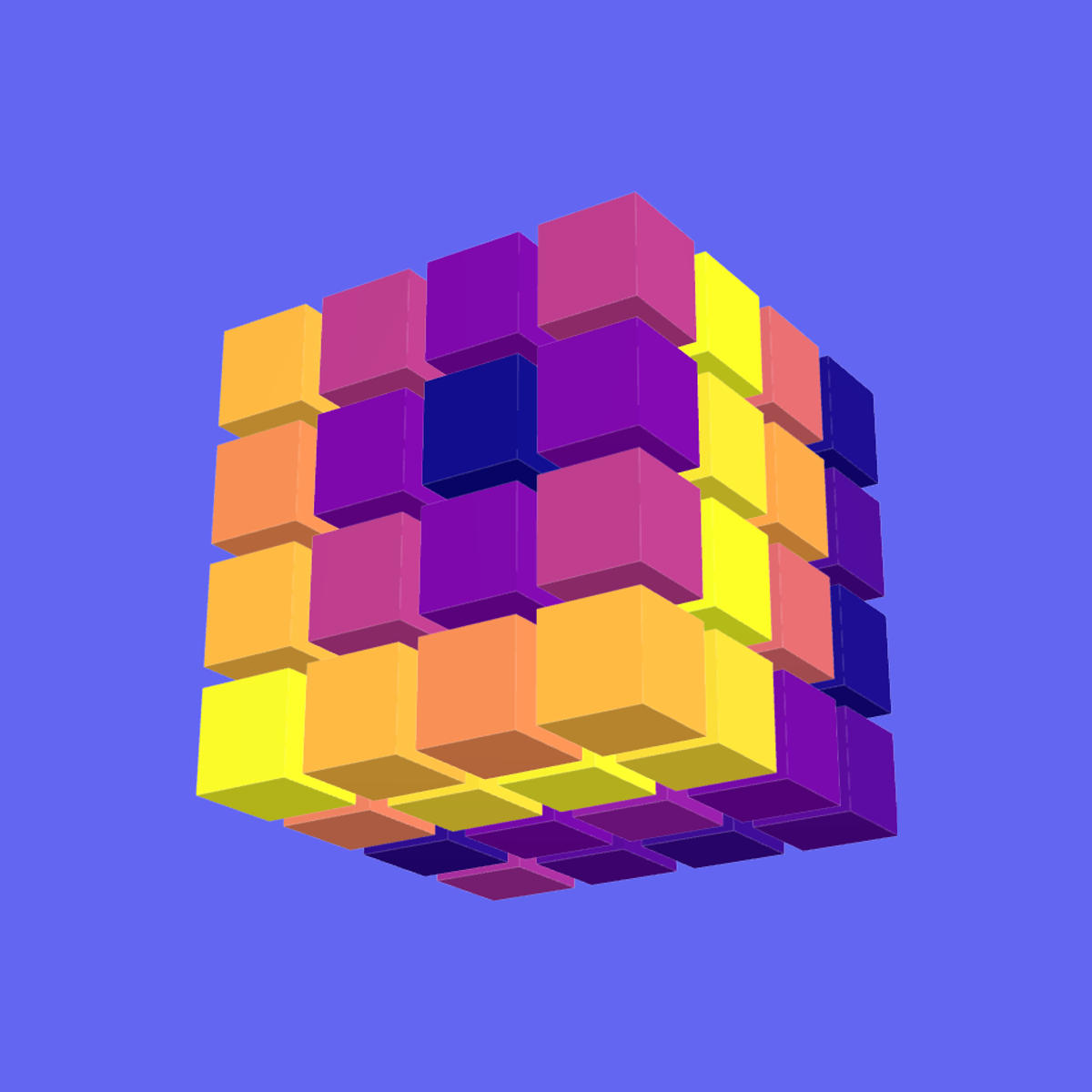 A colorful three-dimensional cube made of smaller tensor cells